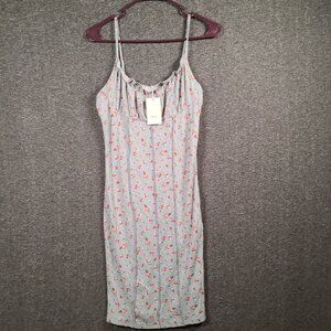 Active USA Light Blue Floral Midi Dress Size Medium Spaghetti Straps